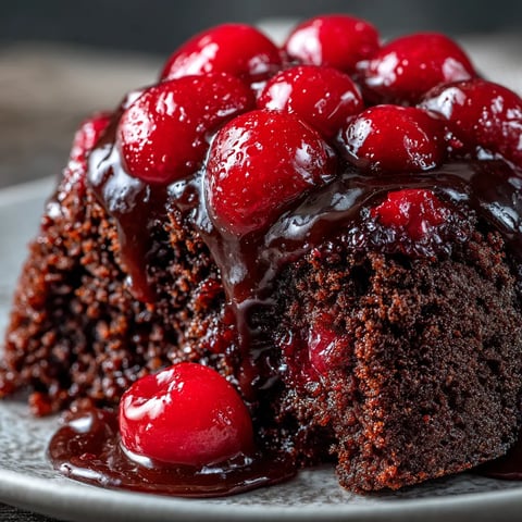 A chocolate cake with cherries on top.