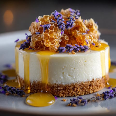 A slice of cake with honey drizzled on top.