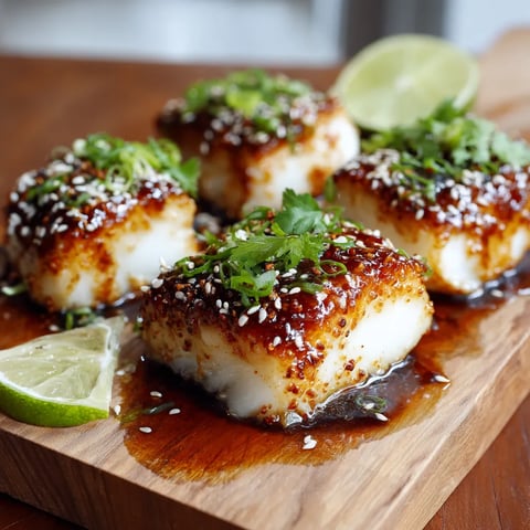A plate of fish with sauce on a wooden table.