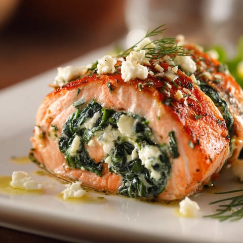 A plate of food with a salmon dish.