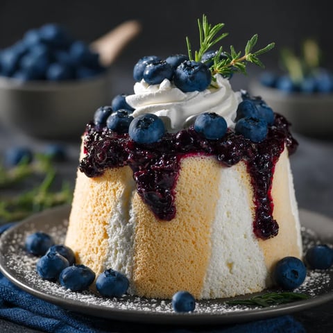 A dessert with blueberries and whipped cream.