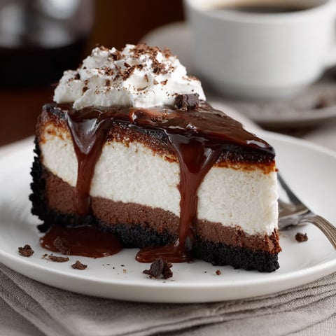 A slice of chocolate cake with white frosting.