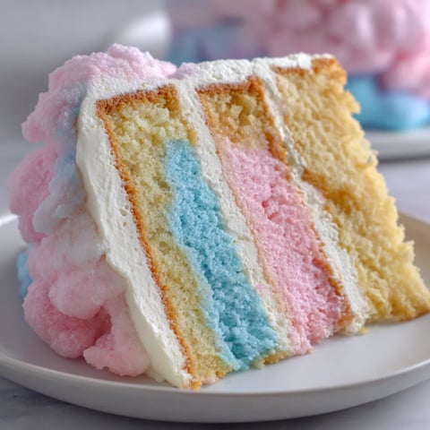 A slice of rainbow cake on a plate.