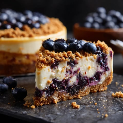 A slice of blueberry cheesecake.