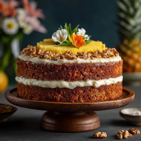 A cake with pineapple on top.