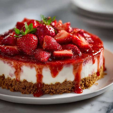 A slice of strawberry cheesecake.