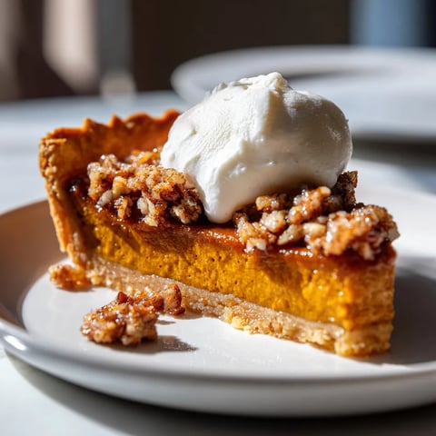 A slice of pie with a scoop of ice cream on top.