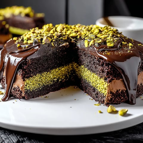 A slice of chocolate cake with nuts on top.