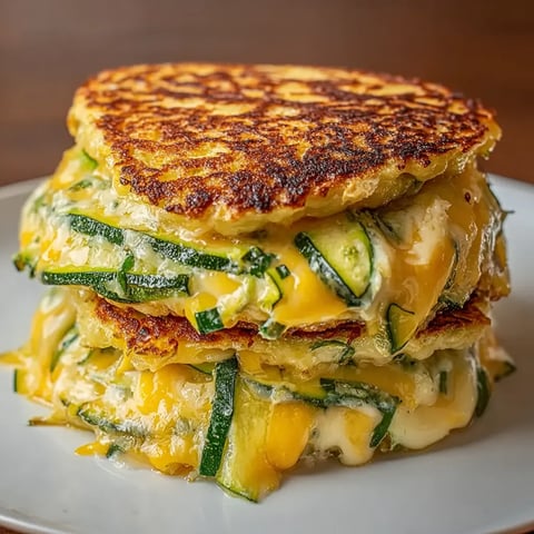 A stack of three zucchini pancakes.
