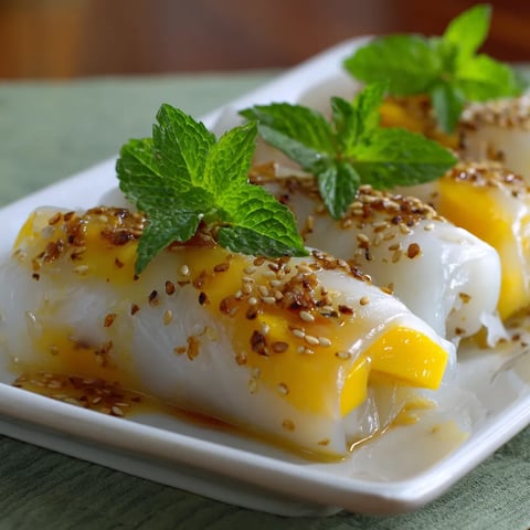 A plate of food with mint leaves on top.