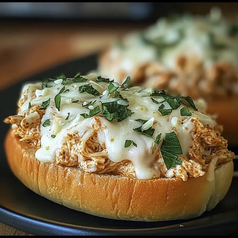 Two sandwiches with meat and cheese on a plate.