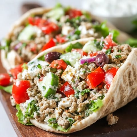 Two wraps with meat and vegetables on a wooden board.
